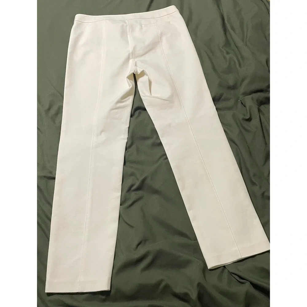 Tory Burch Dress Pants Womens 8 White Straight Leg Pintuck Style 30457 Cotton